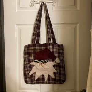 Plaid Santa Tote Bag